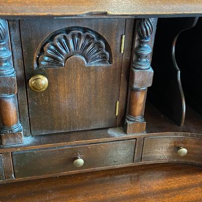 Vintage Mahogany Secretary Desk with Key