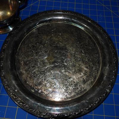 Vintage Silver Toned Platters etc