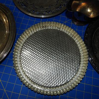 Vintage Silver Toned Platters etc