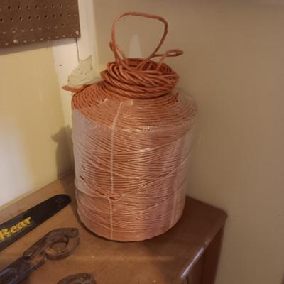 MULTI DRAWER HARDWARE ORGANIZER, HUGE SPOOL OF TWINE AND 2 RATCHETS