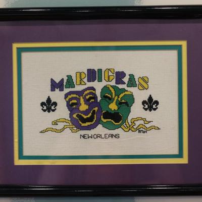 Mardi Gras New Orleans Framed Cross Stitch '89