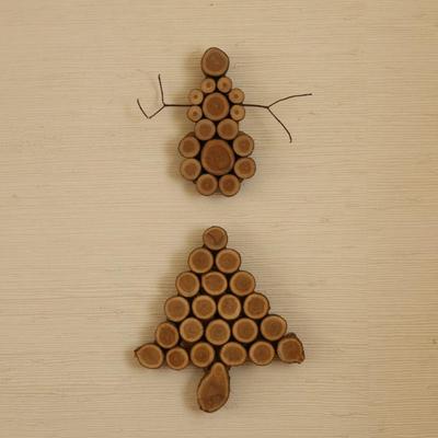 Sliced Wood Christmas Wall Hangings
