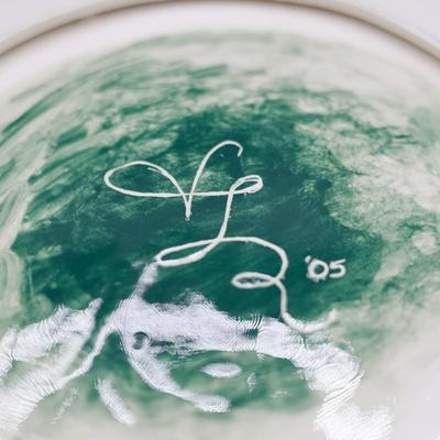 Signed Floral & Cat Platter