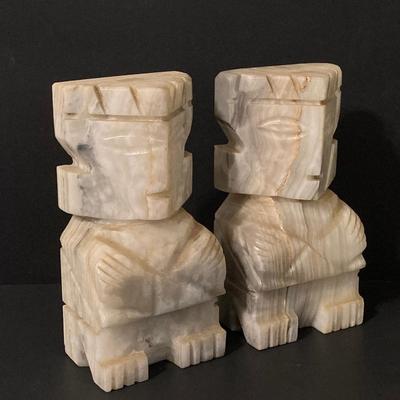 LOT 96: Carved Marble Book Ends