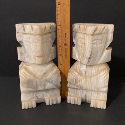 LOT 96: Carved Marble Book Ends