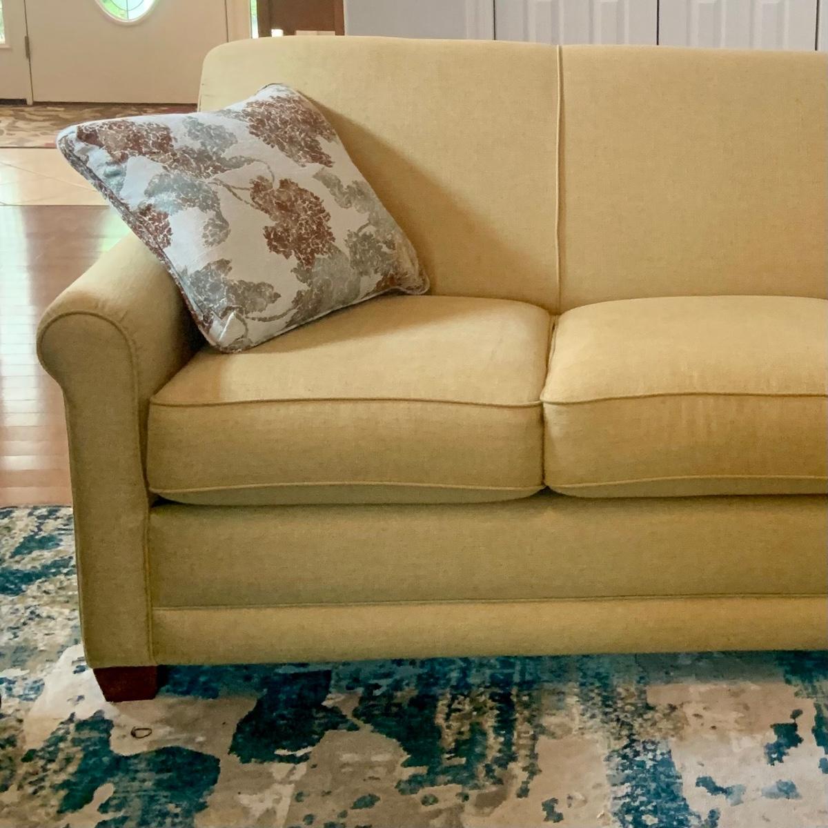 LOT166 Lazyboy Yellow Sofa with Accent Pillows