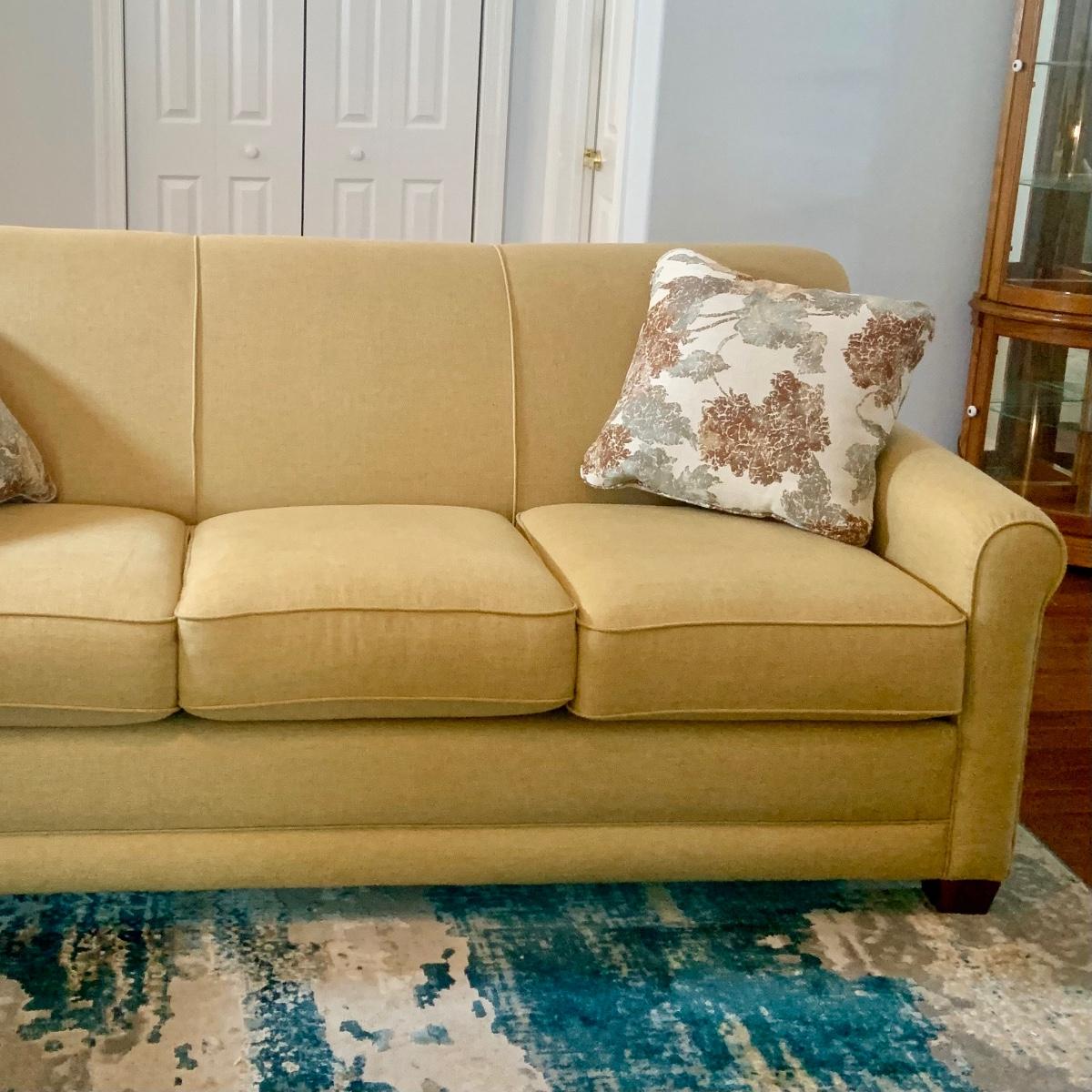 LOT166 Lazyboy Yellow Sofa with Accent Pillows