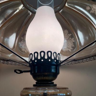 Large Victorian Gone With the Wind Style Hurricane Shade Double Globe White Rose Parlor Lamp