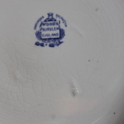 1930s Wood & Son Blue Turkey Plates - Set of Six