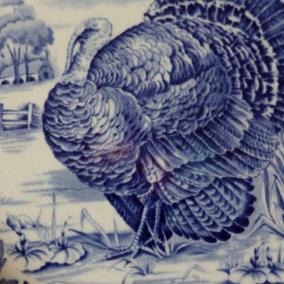 1930s Wood & Son Blue Turkey Plates - Set of Six