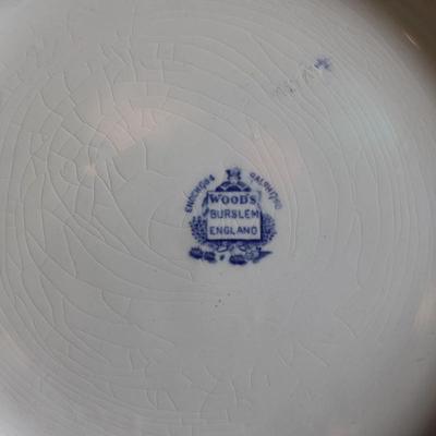 1930s Wood & Son Blue Turkey Plates - Set of Six