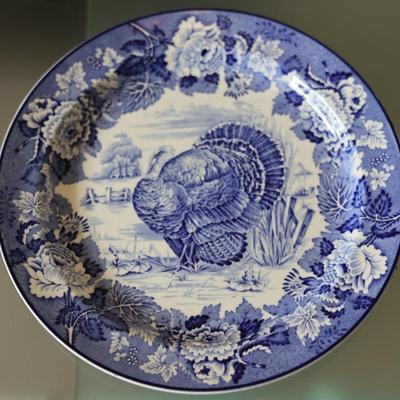 1930s Wood & Son Blue Turkey Plates - Set of Six