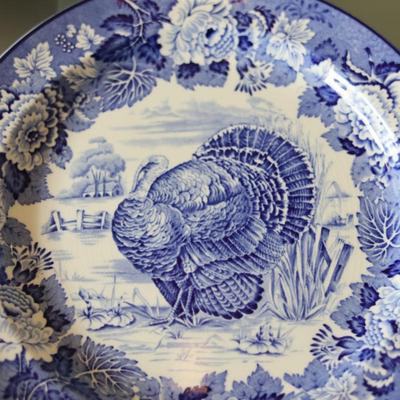 1930s Wood & Son Blue Turkey Plates - Set of Six