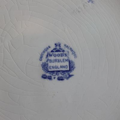 1930s Wood & Son Blue Turkey Plates - Set of Six