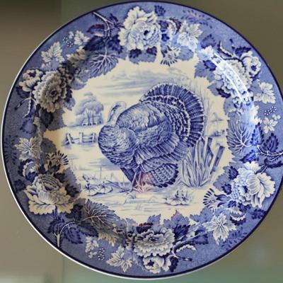 1930s Wood & Son Blue Turkey Plates - Set of Six