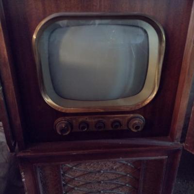 Vintage Television in Wooden Cabinet