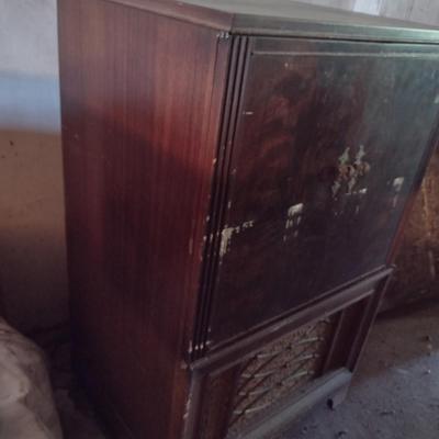 Vintage Television in Wooden Cabinet