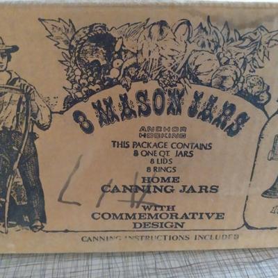 Vintage Commemorative Mason Bicentennial Jar Set- Eight Jars, Rings, and Lids