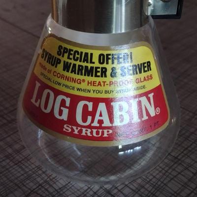 Vintage Log Cabin Syrup Warmer and Server Pitcher