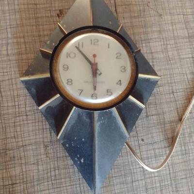 Vintage General Electric Wall Clock- Diamond Shape, Mid-Century- In Working Condition
