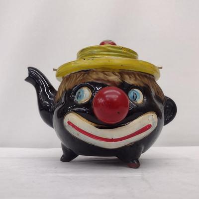 Antique Hand Painted Thames Redware Clown Tea Pot