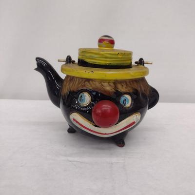 Antique Hand Painted Thames Redware Clown Tea Pot