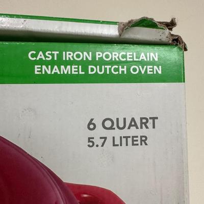 LOT 23B: Gourmet Living Cast Iron Porcelain Enamel Dutch Oven w/ Box