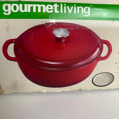 LOT 23B: Gourmet Living Cast Iron Porcelain Enamel Dutch Oven w/ Box