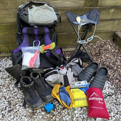 LOT 34B: Highlander Camping Backpack, Boots & More Gear