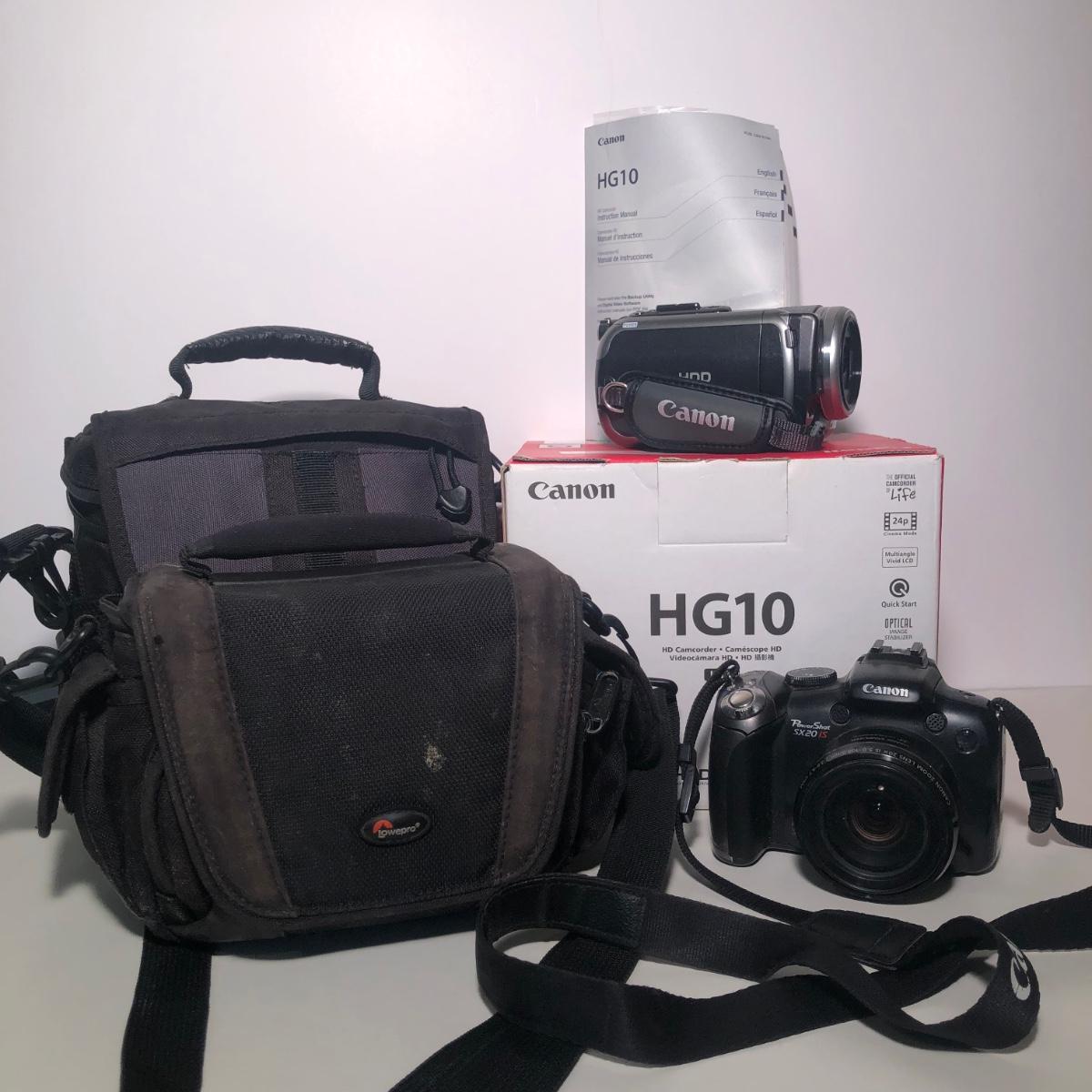LOT 48B Canon PowerShot SX20IS Digital Camera, Canon HG10 HD Camcorder