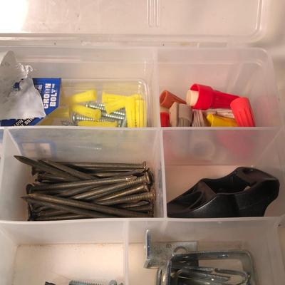 LOT 55B: Husky Knife Set, Craftsman Coarse Flap Wheel, Calhawk Saw, Rubbermaid Organizer Bin & More