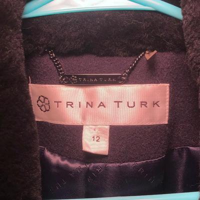 LOT 58B: Trina Turk Shearling Trim Asymmetrical Ladies' Coat (Size 12)