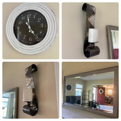 LOT 114L: Home Decor Collection - Mirror, Sconces & Clock