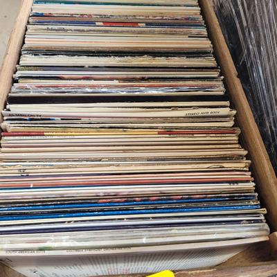 Vintage Record crate full of records
