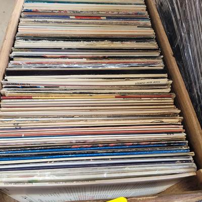 Vintage Record crate full of records
