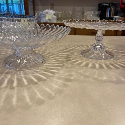 K71- Swirl glass bowls, platter & 2 cake plates