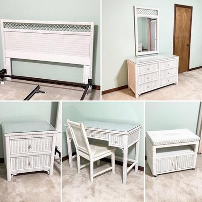 HENRY LINK ~ Five (5) Piece Wicker Queen / Full Bedroom Suite ~ *Read Details