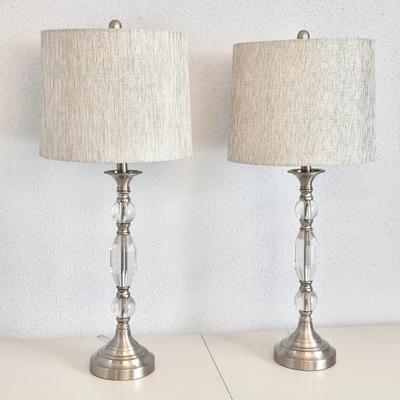 Pair (2) Matching Silver & Acrylic Lamps