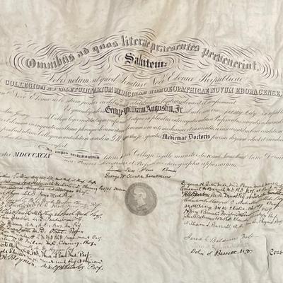 Early 1800s French Academic Certificate / Signed by a number of professors