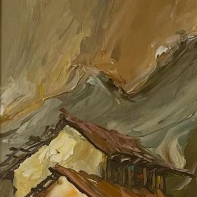 R. Pinott House in Mountains Oil on wood