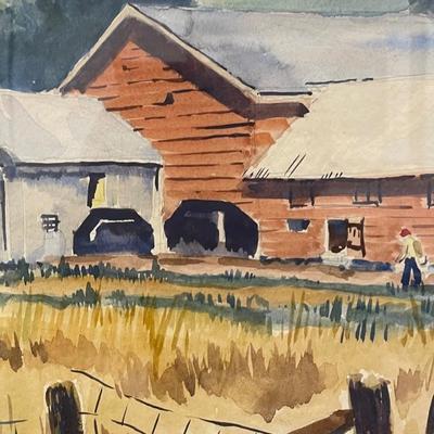 Obscure Farm Scene Watercolor
