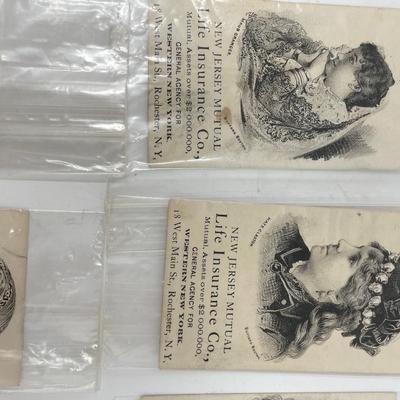 Trade Cards, 6 NJ Mutual Life Insurance Co. late 19th/early 20th century
