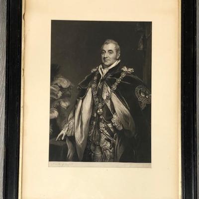 19 th  Cen. Charles Turner Portrait Engraving of 6 th  Duke of Beaufort