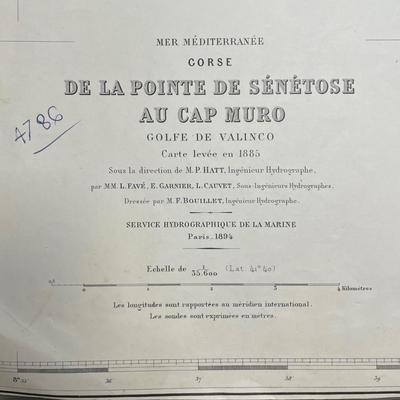 DE LA POINTE DE SENETOSE  AU CAP MURO / GOLFE DE VALINCO Carte levee en 1885