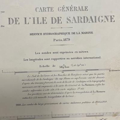 CARTE GENERALE DE L' ILE DE SARDAIGNE / PARIS 1889