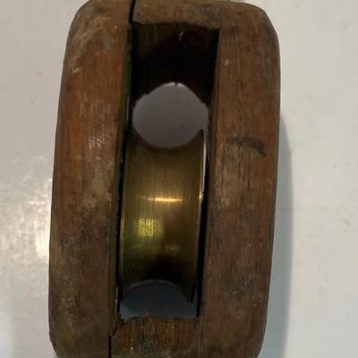 Maritime Wood Block Tackle Pulley / Marked A & B