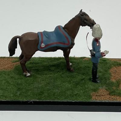 HORSE BRONZE FIGURINE WITH A SOLDIER CALVARY