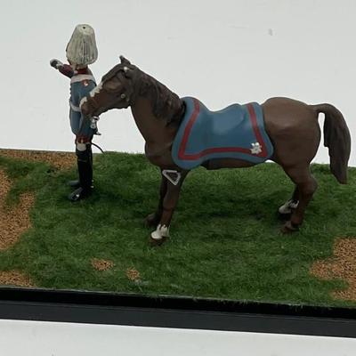 HORSE BRONZE FIGURINE WITH A SOLDIER CALVARY