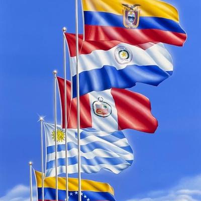 ARTIST: LAINE VAIGUR / 5 Banderas Ecuador Paraguay Peru Uruguay Venezuela POSTER