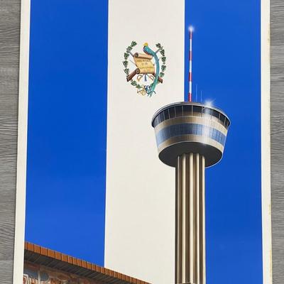 ARTIST: LAINE VAIGUR / San Antonio - Tower of Americas + Bandera Guatemala Poster